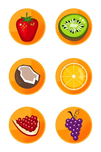 Fruit Pictogrammen Geïsoleerd Witte Achtergrond — Stockvector