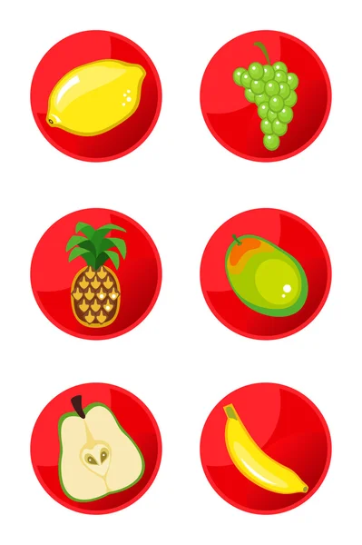 Frukt Ikoner Isolerad Vit Bakgrund — Stock vektor