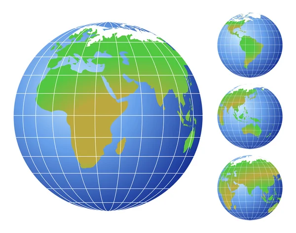 すべての大陸を示す地球型のアイコン — ストックベクタ