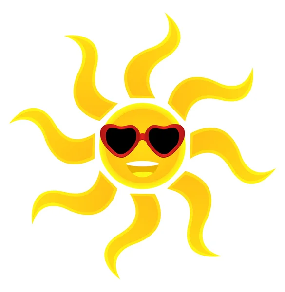 Ilustración Sol Sonriente Con Gafas Sol — Vector de stock