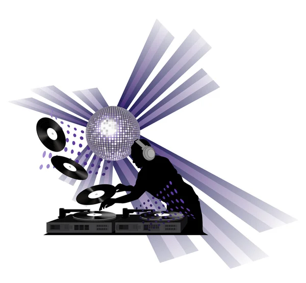 Sztuka Gramofonu Rekordy Świecąca Kula Disco — Wektor stockowy