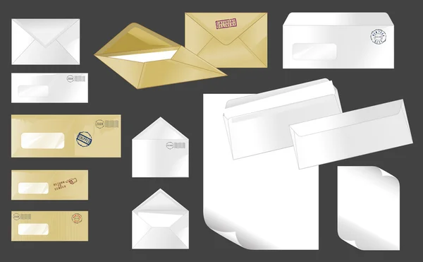 Coleção Envelopes Estampados Com Letras — Vetor de Stock