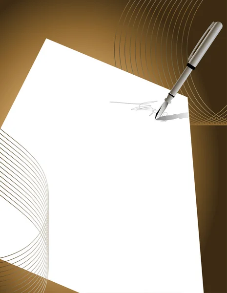 Fond Abstrait Avec Stylo Signant Sur Papier — Image vectorielle