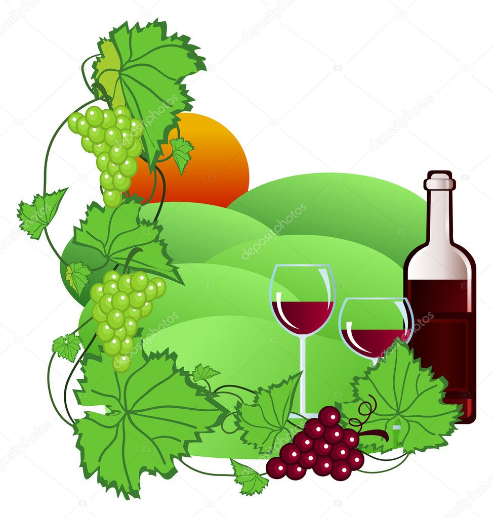 İllustration of vineyard with wine