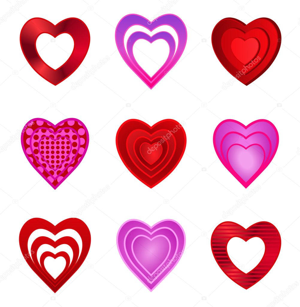 Heart Icons isolated on white background