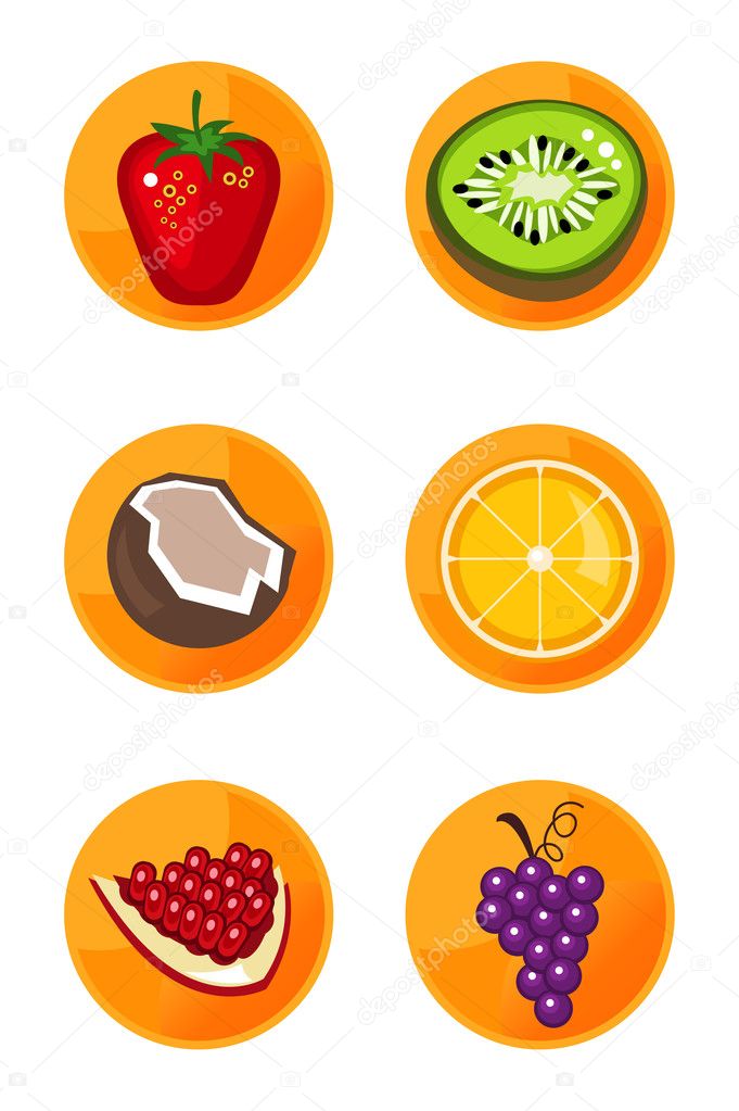 Fruit Icons isolated on white background
