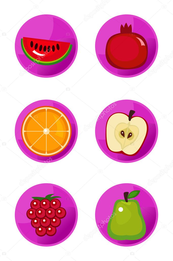 Fruit Icons isolated on white background