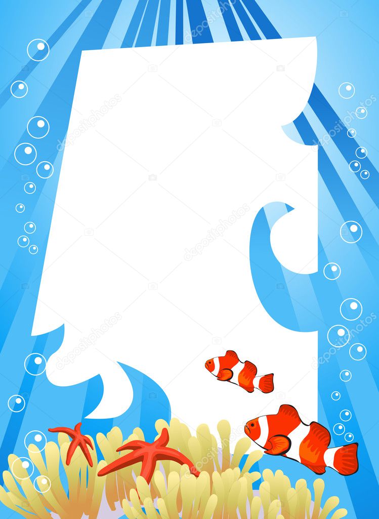 Tropical underwater scene with white space for text
