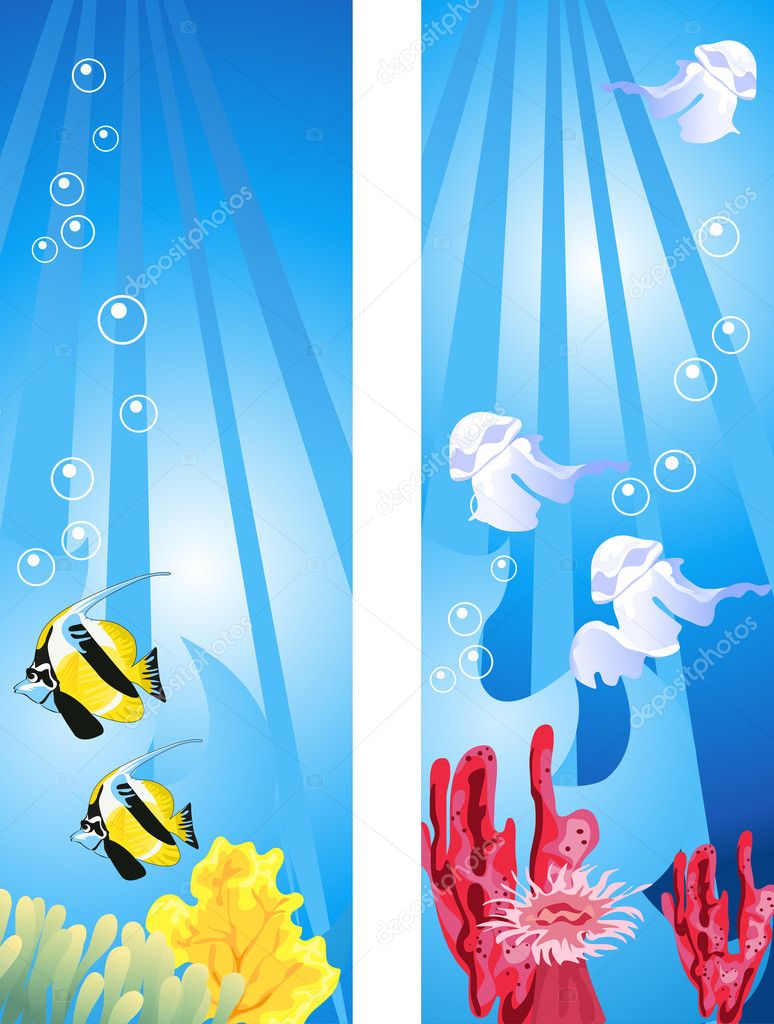 Background illustrations of tropical underwater scene