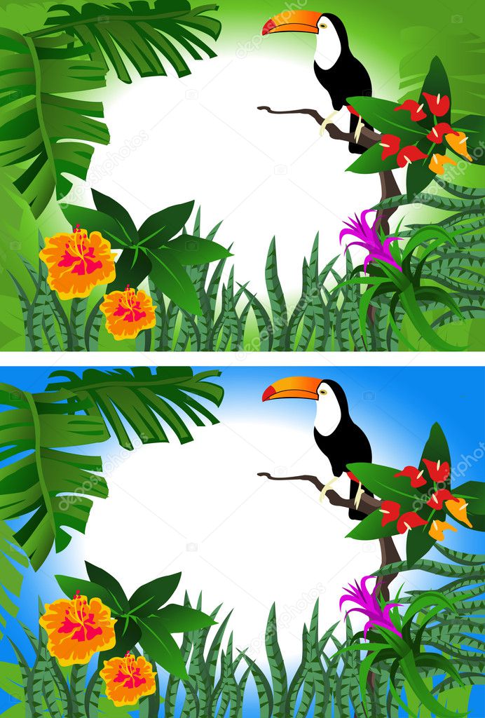 Background illustrations of tropical forest with alternative colors