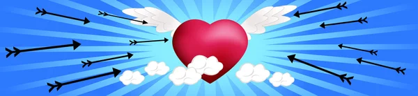 Heart on the Clouds with Arrows — Stock Vector