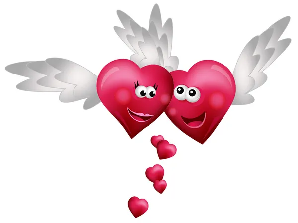 Летающие сердца в любви — стоковый вектор