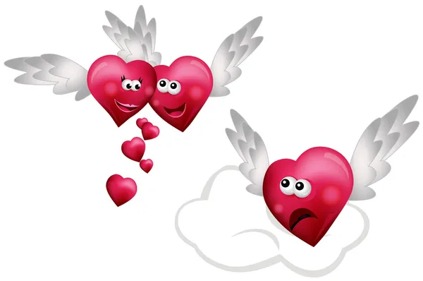 Tre flygande hjärtan — Stock vektor