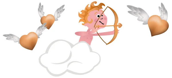 Cupidon Coeurs de tir — Image vectorielle