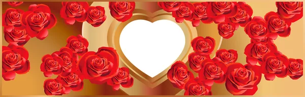 Fond Abstrait Avec Cadre Forme Coeur Roses — Image vectorielle