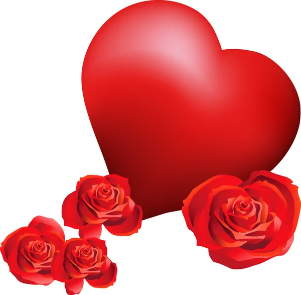 Corazón con rosas — Vector de stock