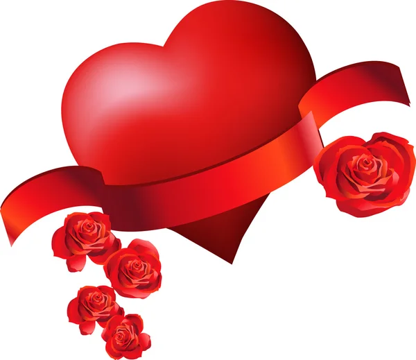 Καρδιά με τριαντάφυλλα — Διανυσματικό Αρχείο