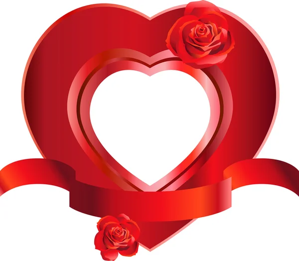 Marco en forma de corazón con rosas — Vector de stock