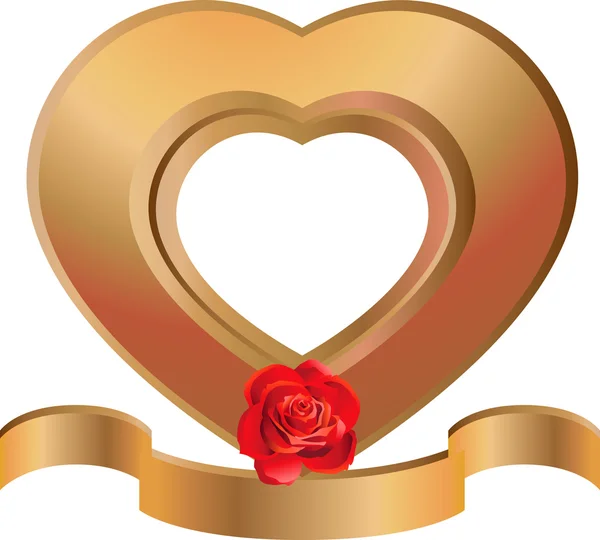 Σχήμα Καρδιάς Πλαίσιο Τριαντάφυλλα Που Απομονώνονται Λευκό Φόντο — Διανυσματικό Αρχείο