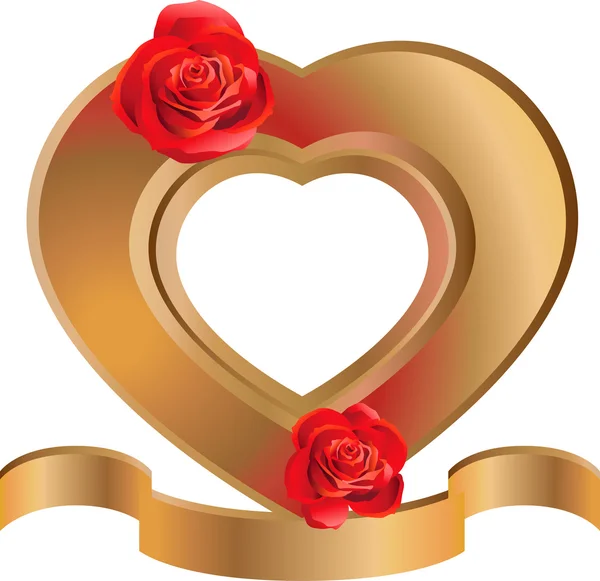 Σχήμα καρδιάς πλαίσιο με τριαντάφυλλα — Διανυσματικό Αρχείο