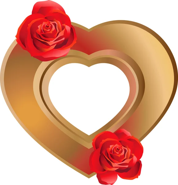 Σχήμα καρδιάς πλαίσιο με τριαντάφυλλα — Διανυσματικό Αρχείο