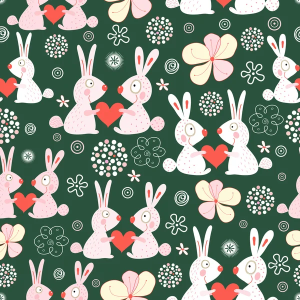 Textura coelhos amor engraçado — Vetor de Stock