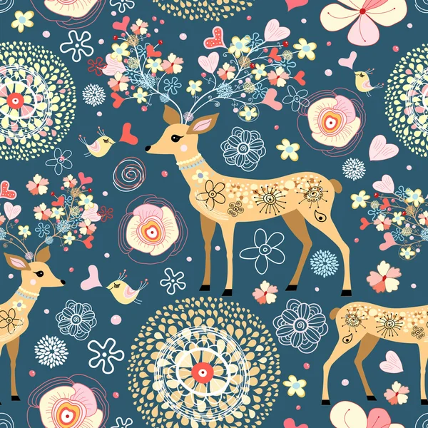 Texture is fabulous flower deer — Stock Vector