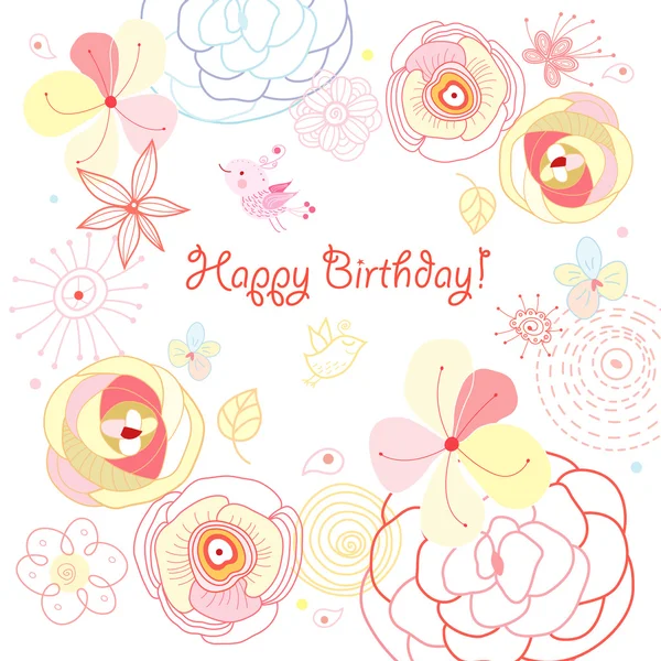 Flower card birthday — Stock Vector
