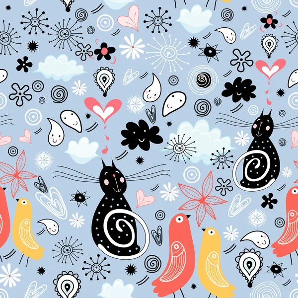 Patterns with black cats — Stock Vector