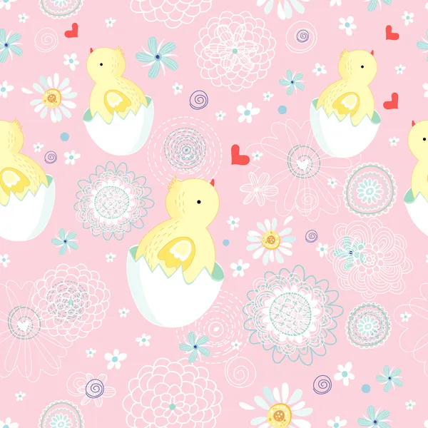 Easter chicks textuur — Stockvector