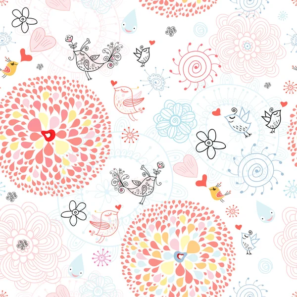 Floral pattern with birds — Stock Vector