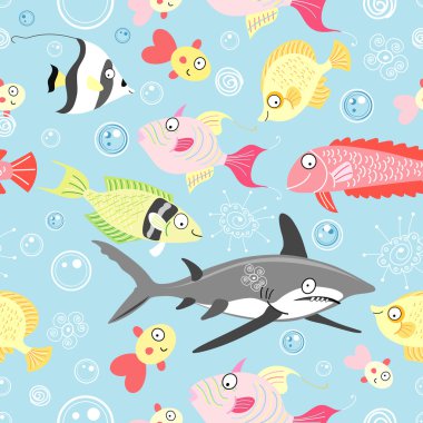 Pattern of colored fishes clipart