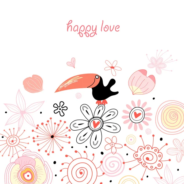 Carte postale de l'oiseau d'amour — Image vectorielle