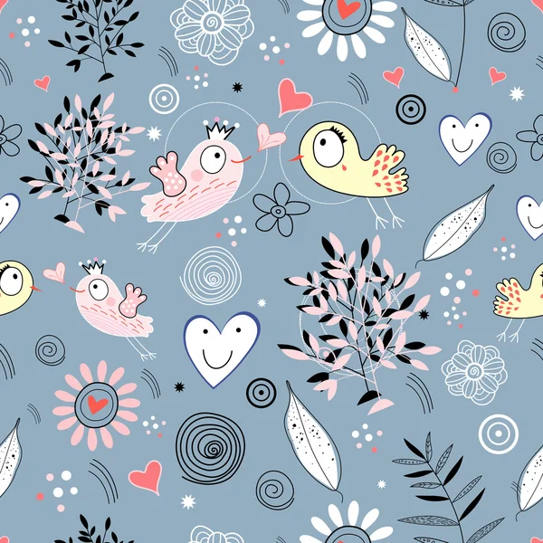 Texture amour oiseaux — Image vectorielle