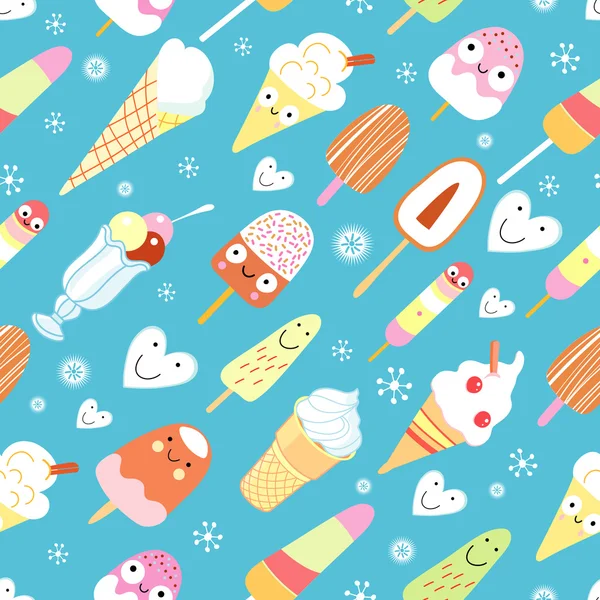 A pattern of funny ice cream — Stock Vector