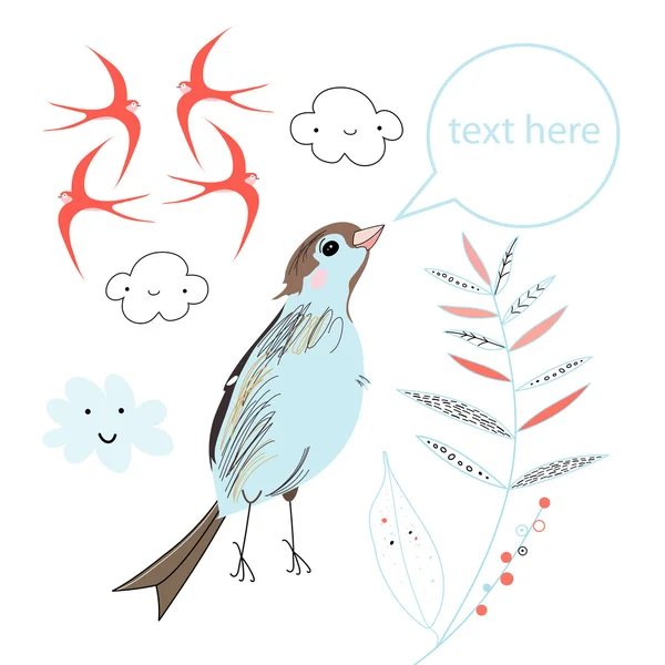 楽しい春の鳥 — ストックベクタ
