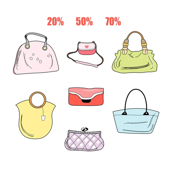 Different handbags — Stock Vector