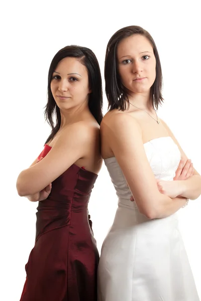 Jonge vrouwen kleden terug op rug — Stockfoto
