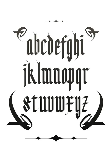 Vector Gothic Font Alphabet Decorations — Stock Vector