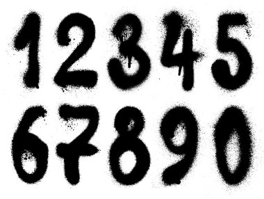 Hand drawn graffiti grunge numbers clipart