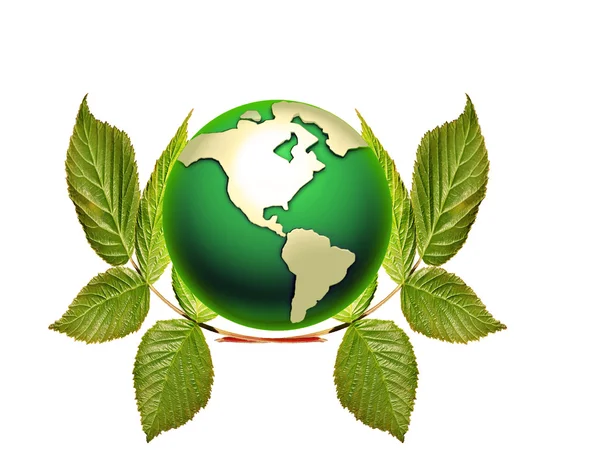 Erde Mit Grünen Blättern — Stockfoto