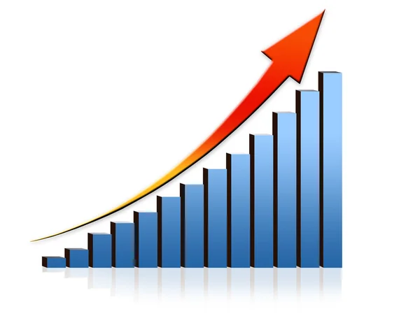 Blue Graph Red Arrow — Stock Photo, Image