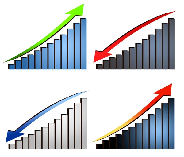 Növekedés csökken grafikonok — Stock Fotó