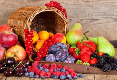 A fresh Fruit Basket with European Fruits in Summer clipart