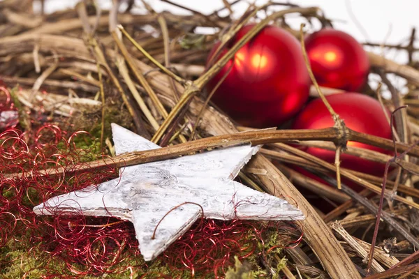 Una Estrella Con Bolas Navidad Una Decoración — Foto de Stock