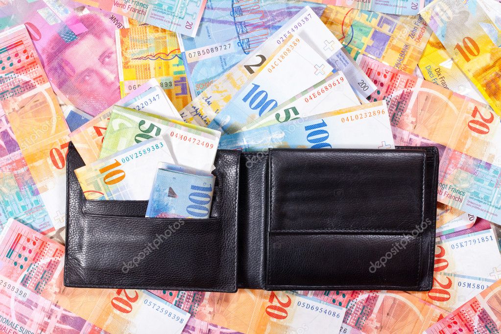 Wallet full of Swiss Francs