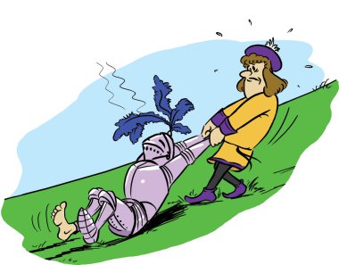 Squire dragged vanquished knight in a tournament clipart