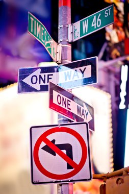 New York traffic signs on Times square clipart