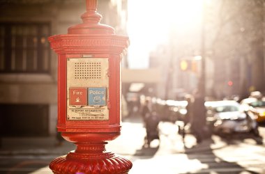 Emergency box on the street of New York City clipart