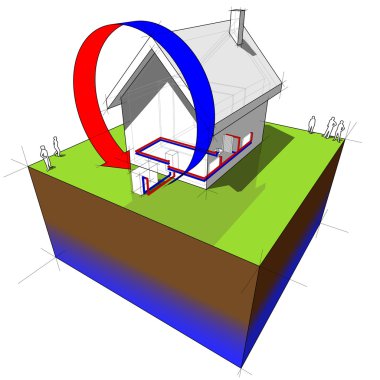 Air source heat pump diagram clipart